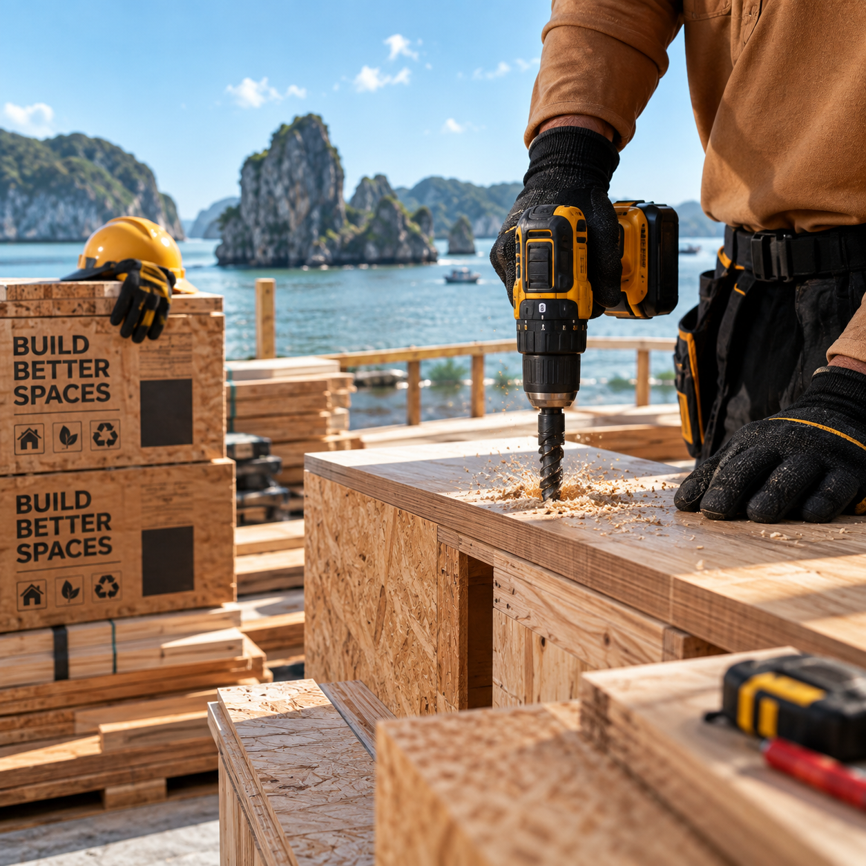 Construction site workers